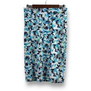 LuLaRoe Women's Size S Cassie Pencil Skirt‎ Blue Flower Daisy Print Stretchy